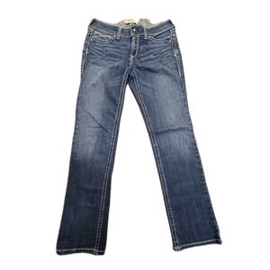 Ariat Real Denim Jeans Womens 31Lx33 Mid Rise Straight Leg Thick Stitch Western